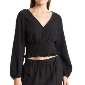 MADEWELL LIGHTSPON COTTON JULIANNE SMOCKED TOP
